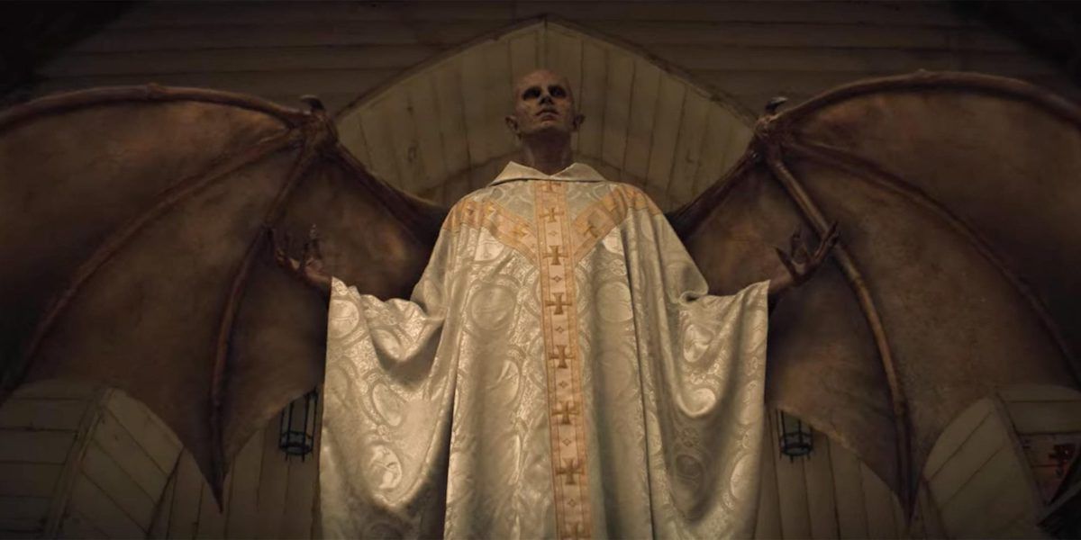 The vampire or angel from Damascus prepares to feed in Netflix's Midnight Mass