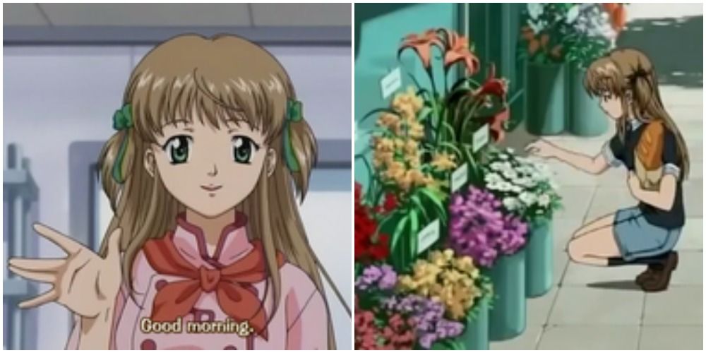 Tsukino from Yakitate!! Japan, tsukino smiling and her picking flowers at a shop