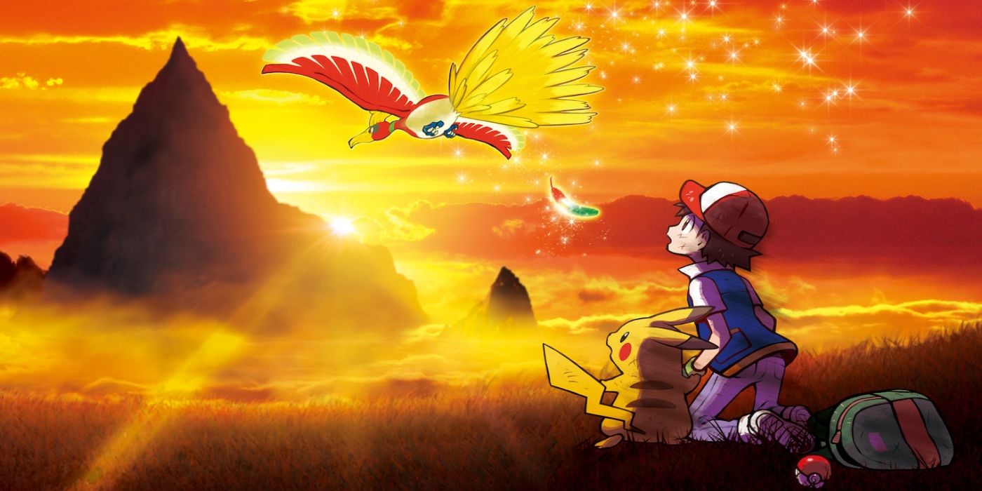 ash, pikachu and ho-oh from pokemon the movie: i choose you