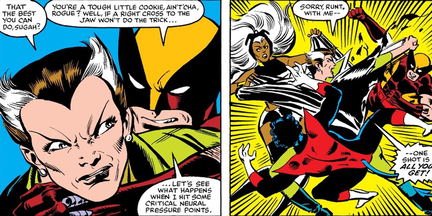 Rogue Fights X-Men Nightcrawler Wolverine Storm
