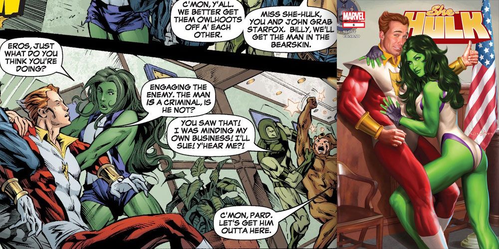 She-Hulk restrains Starfox