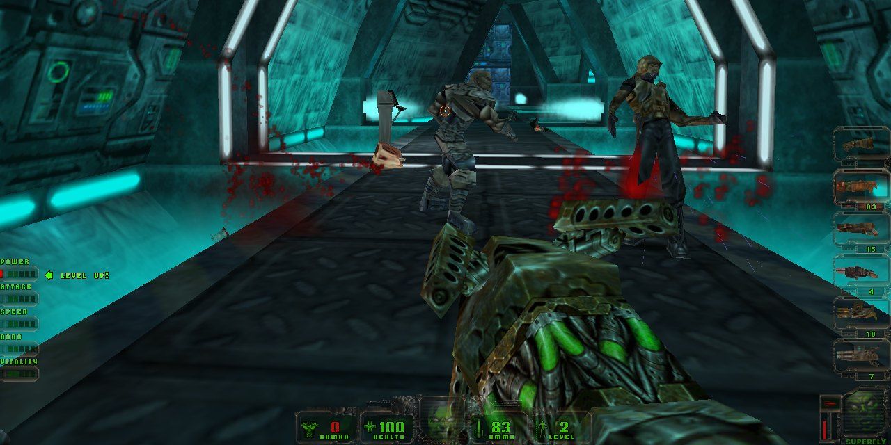 Daikatana screenshot, the player holds the Ion Blaster