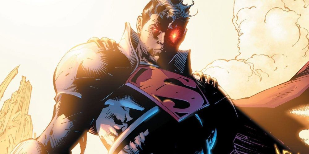 An image of the Superman villain Superboy Prime wearing Anti-Monitor Armor.
