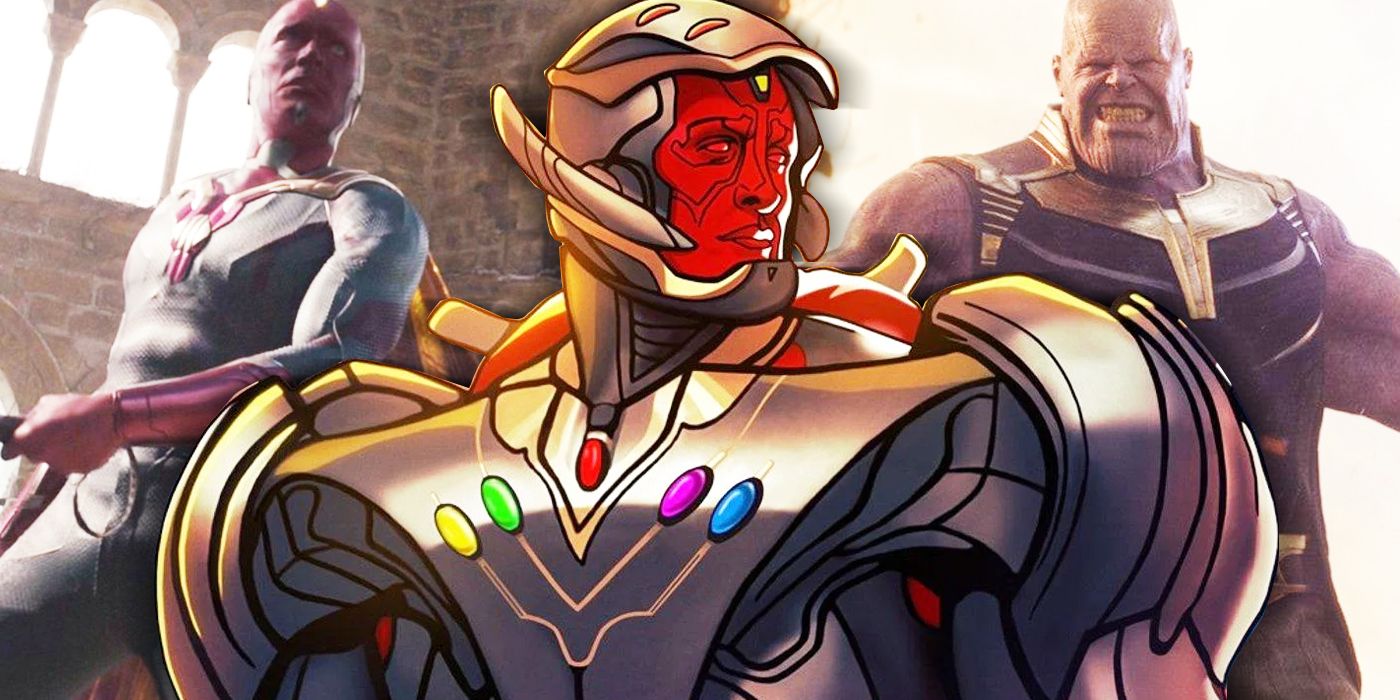 ultron vision from what if in front of vision and thanos infonity war