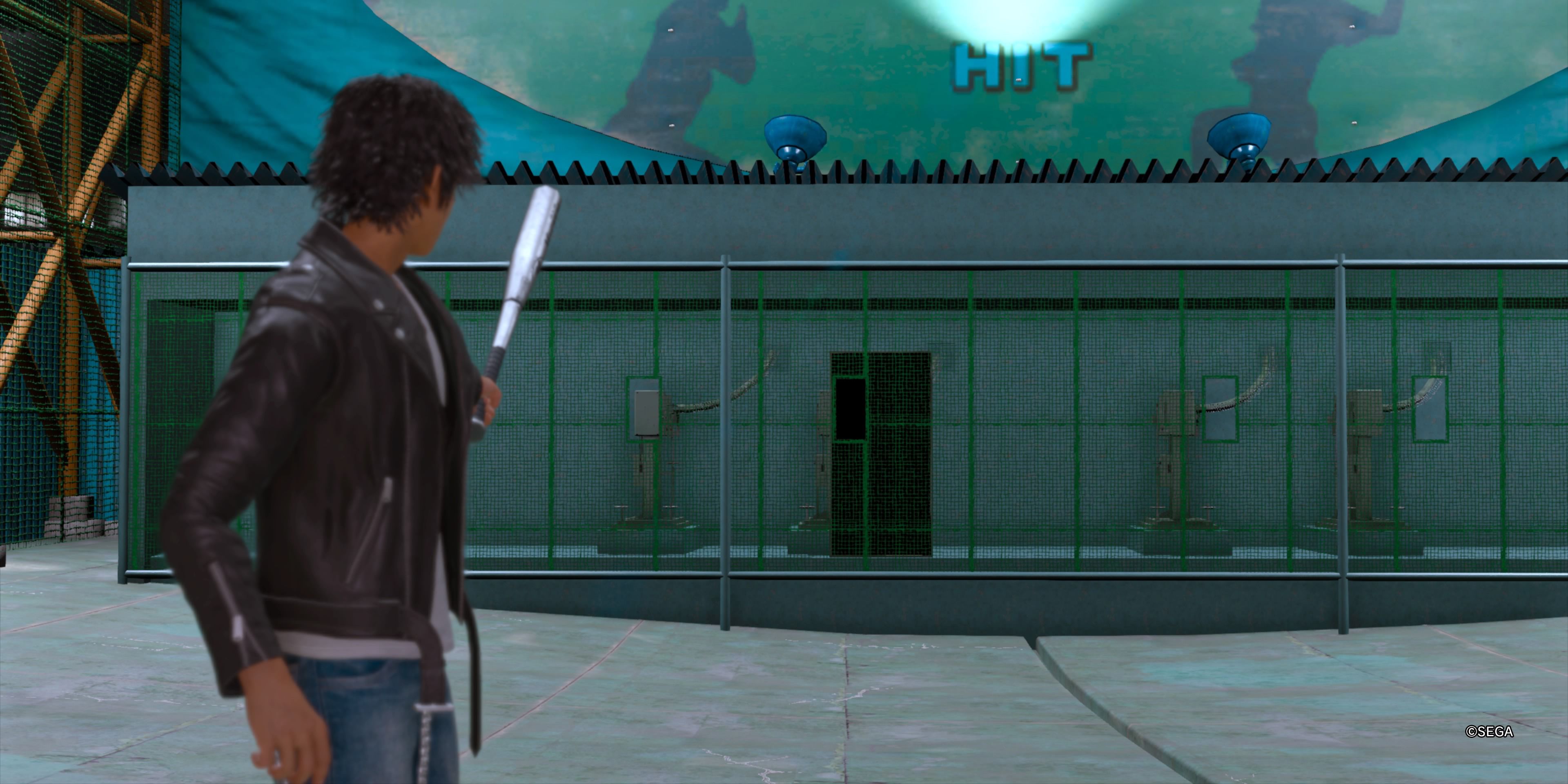 Yagami at the batting center in Lost Judgment.