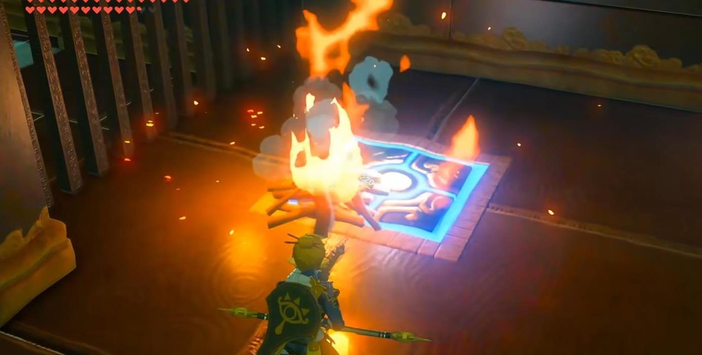 campfire on shrine switch in BOTW