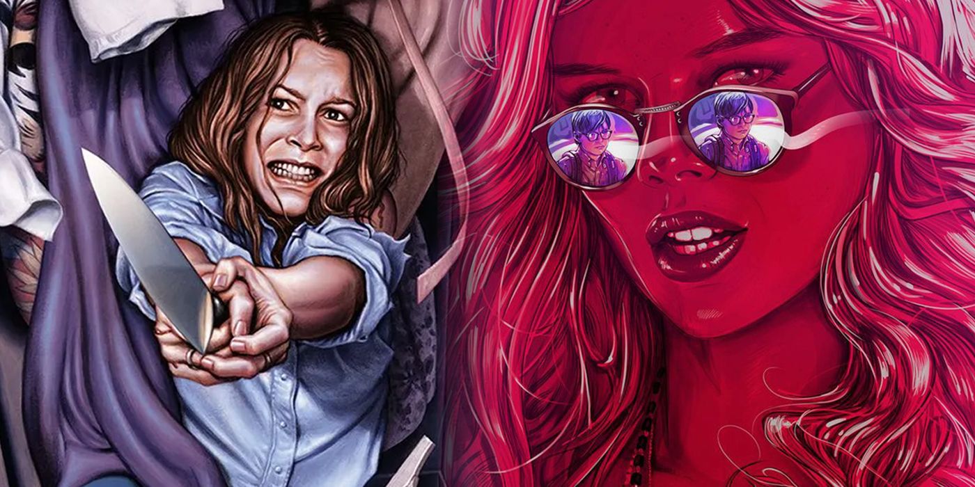 Halloween and The Babysitter movie poster split image