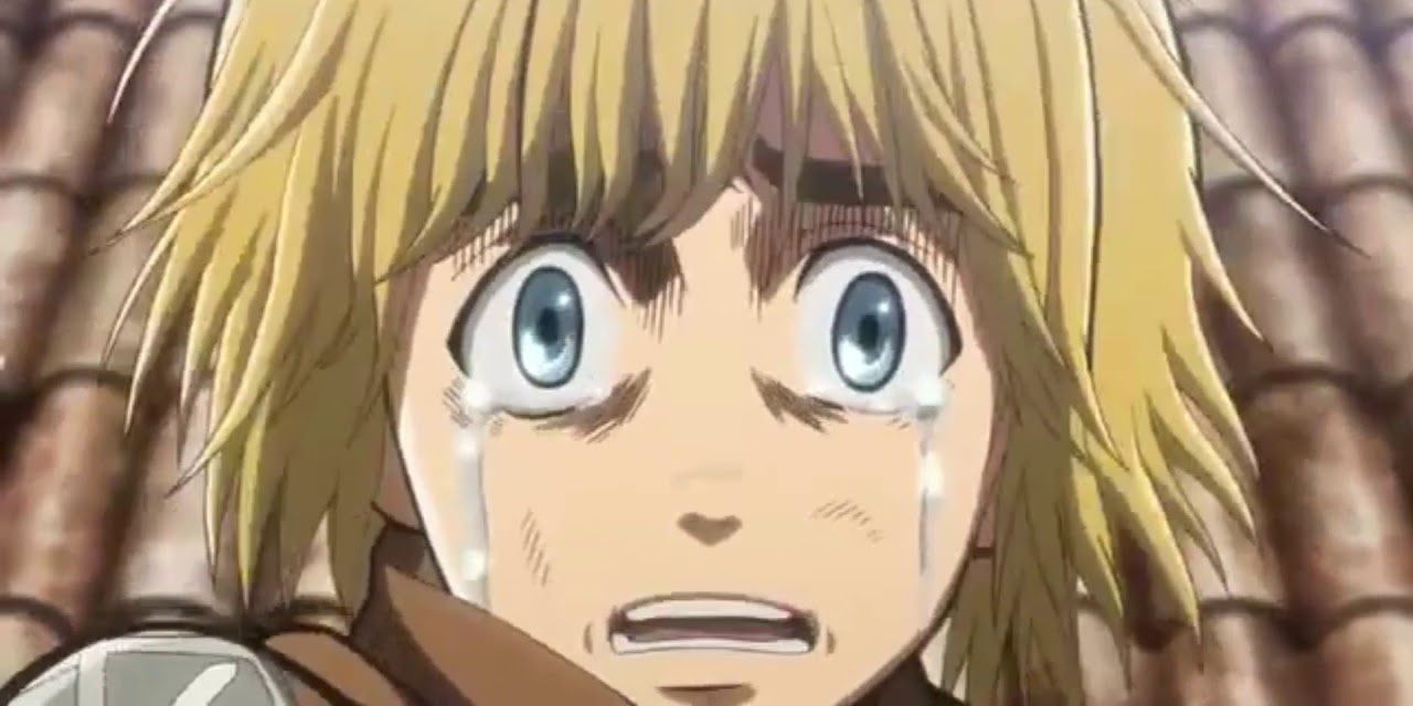 Armin crying in Attack On Titan.