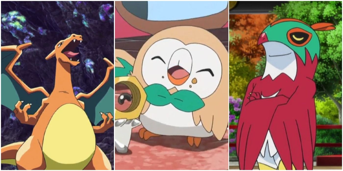 Ash's Flying-types Charizard Rowlet Hawlucha Pokemon