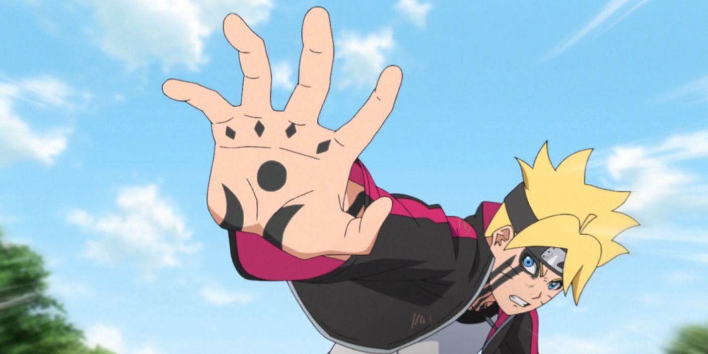 Boruto holds out his hand with the Karma Seal
