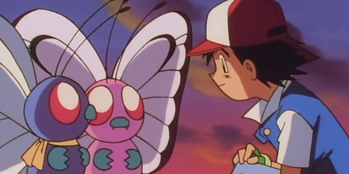Ash says goodbye to Butterfree in Pokémon.