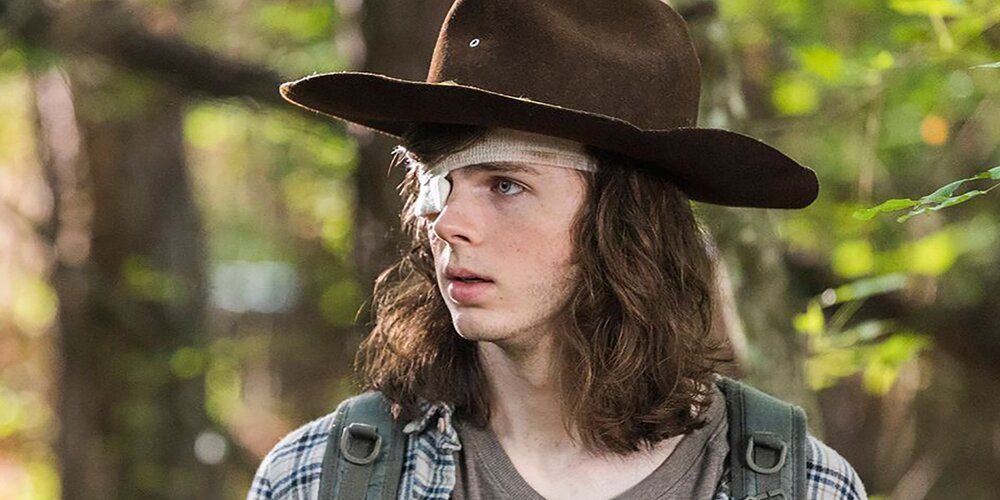 Carl Grimes with his missing eye in the Walking Dead