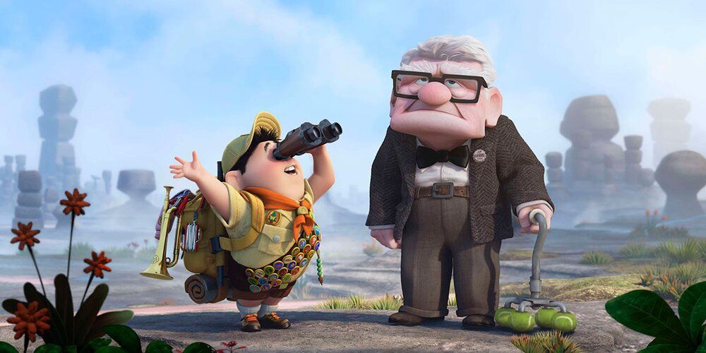 Carl being annoyed by Russell in Pixar's Up