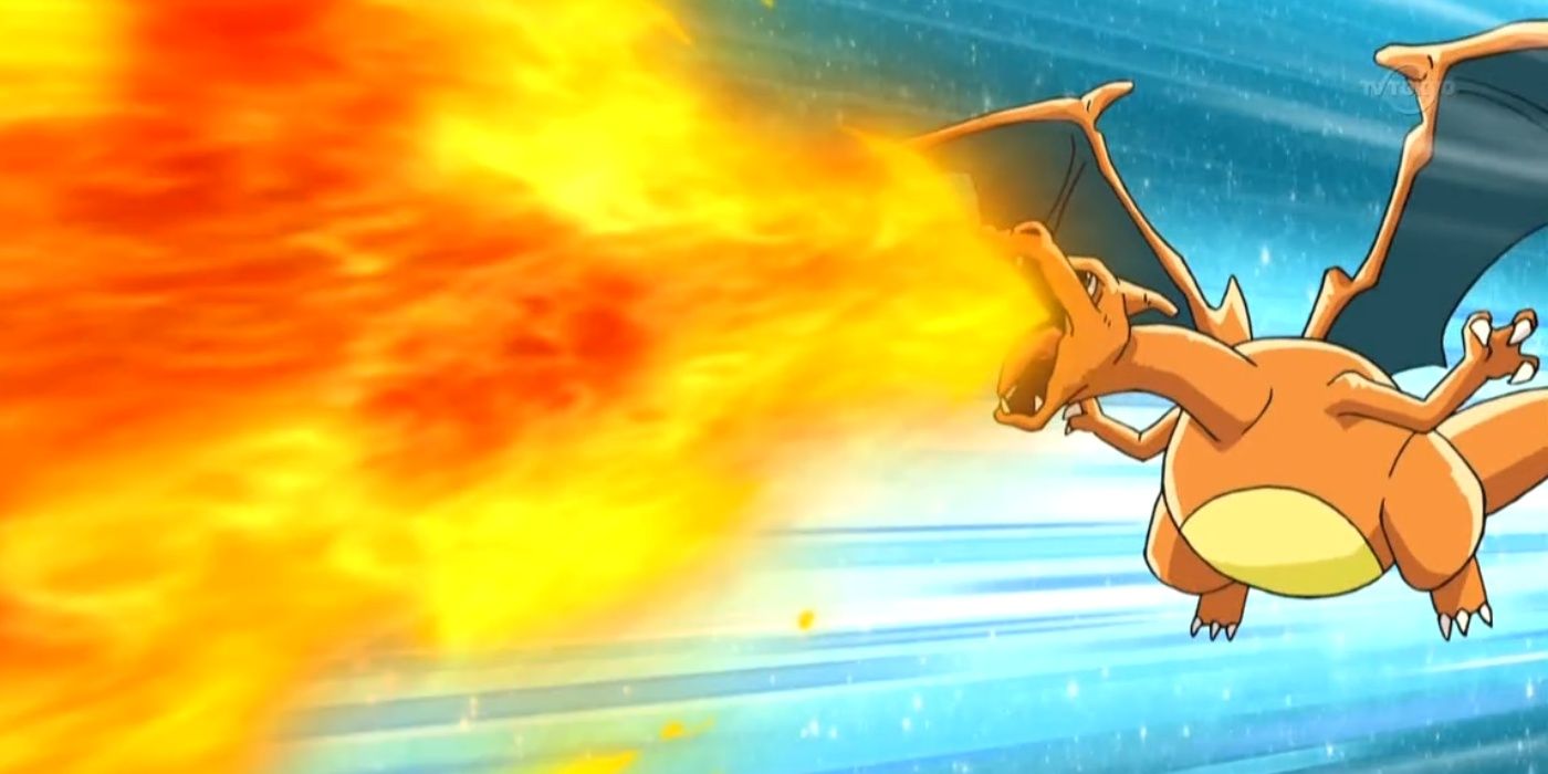 Charizard attacking with fire breath