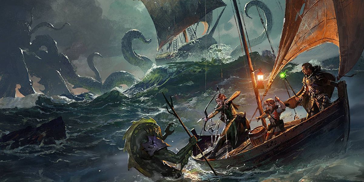 A party fighting creatures away from their boat in DnD