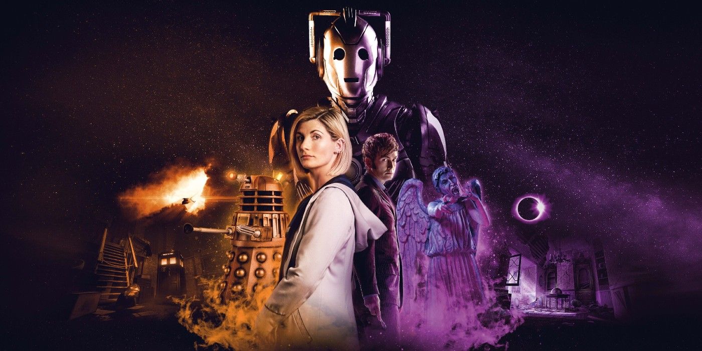 Doctor Who The Edge of Reality key art featuring the 10th and 13th Doctor