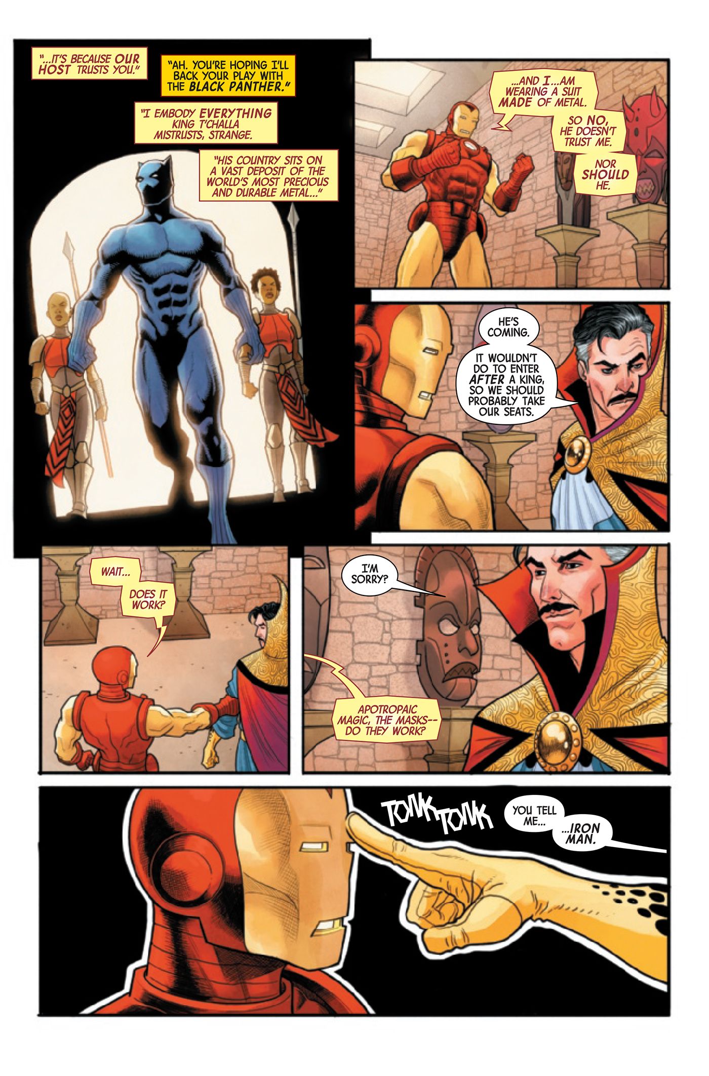 Black Panther arrives as Strange teases Tony's suit.
