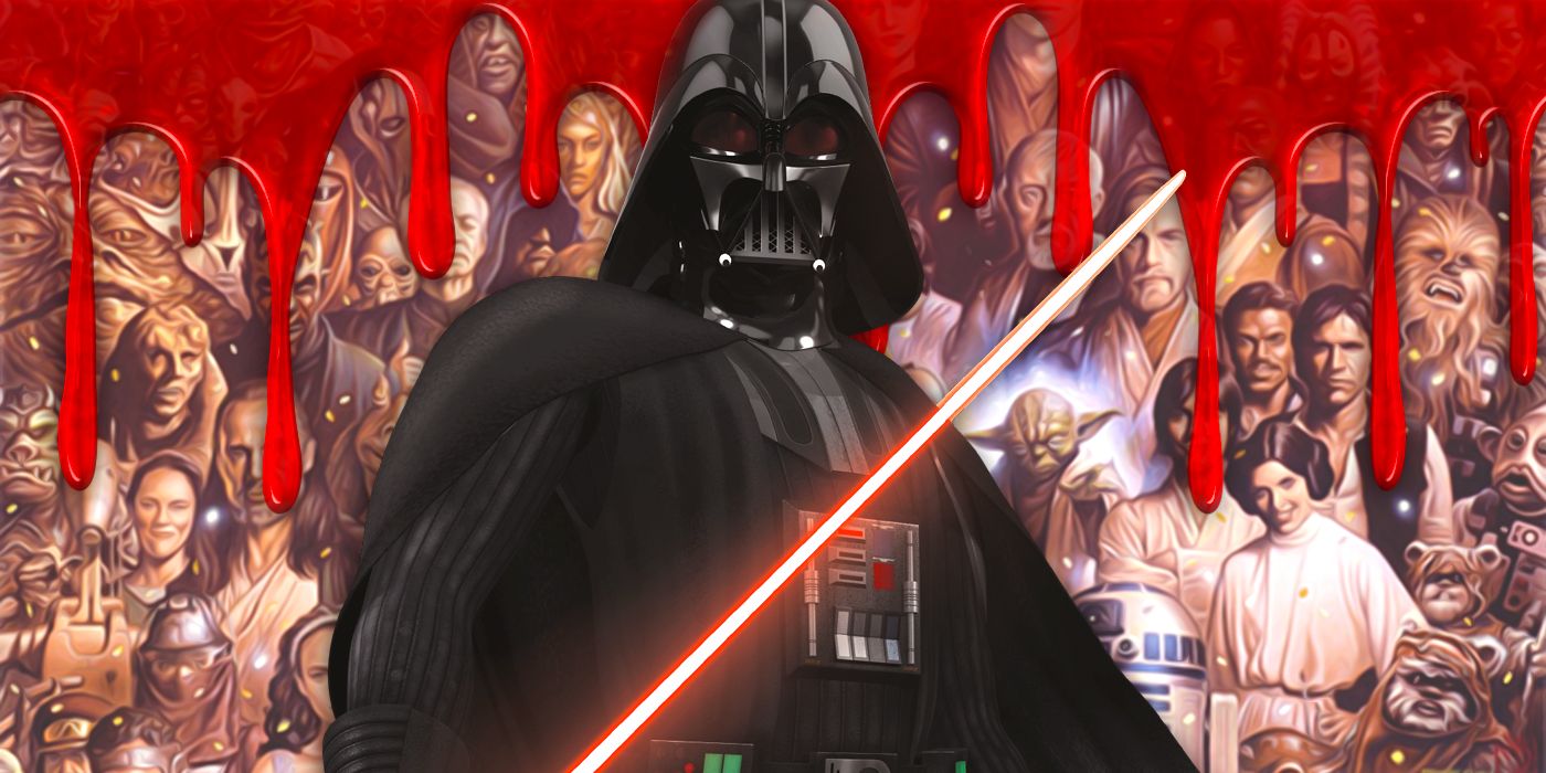 Darth Vader Stands before a Bloody Star Wars Universe