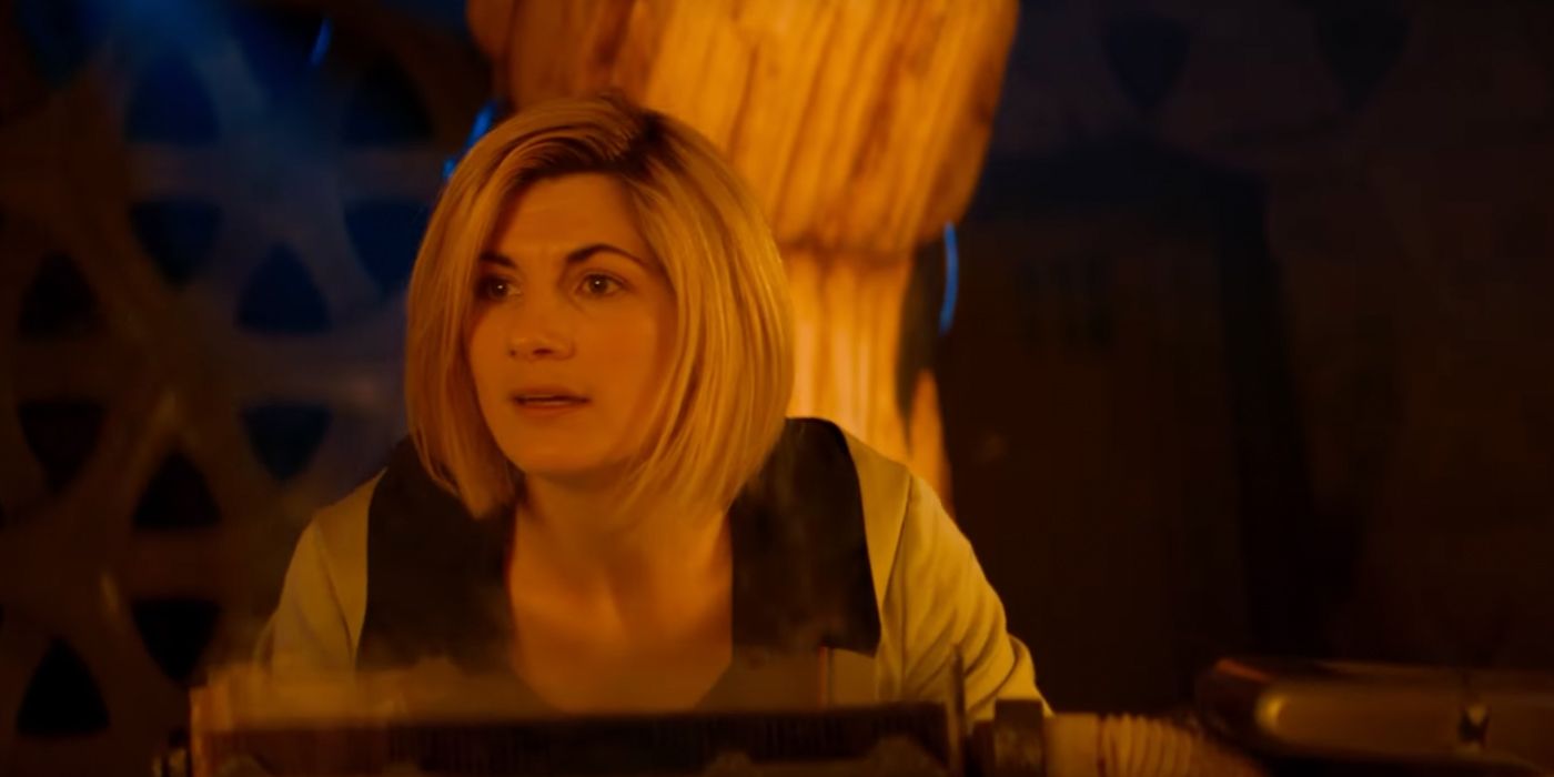 The Thirteenth Doctor sitting by herself Doctor Who