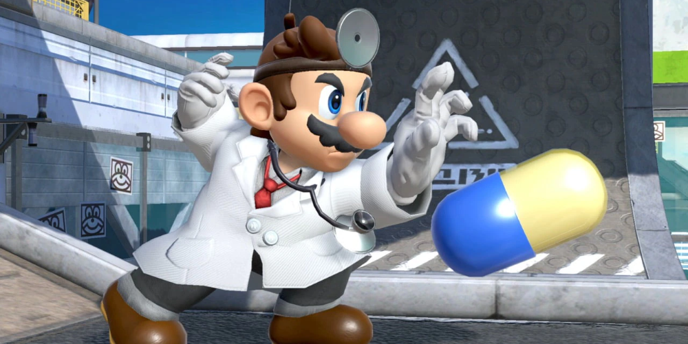 Dr. Mario throwing a pill in Super Smash Bros. Ultimate