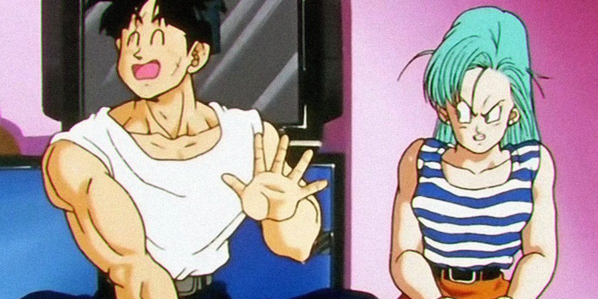 Bulma gets angry at an oblivious Yamcha in Dragon Ball Z