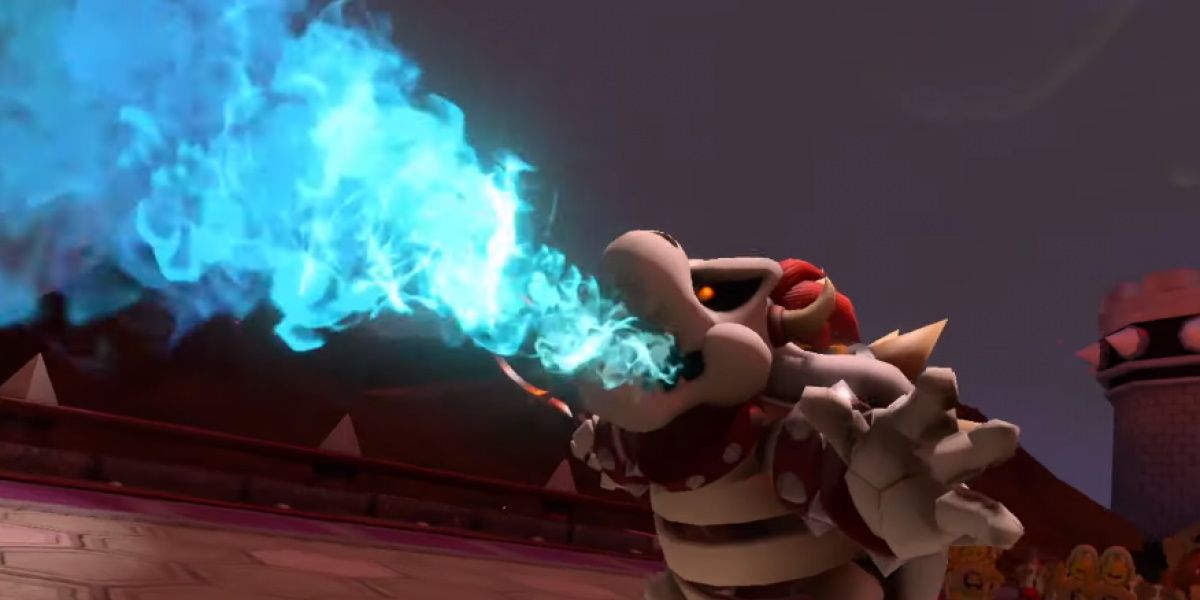 Dry Bowser Breathing Blue Fire In Mario Tennis Aces