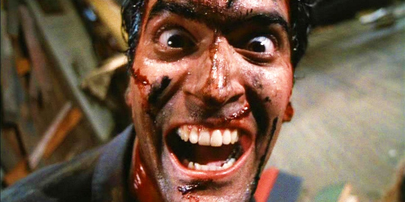 Ash (Bruce Campbell) loses his mind in Evil Dead 2.