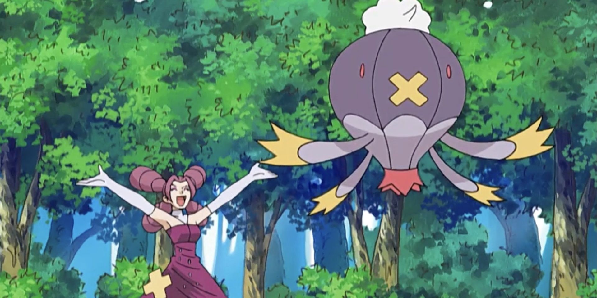 Fantina and her Driblim in the Pokemon Anime