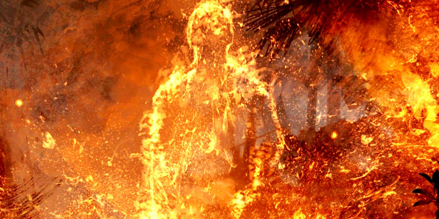 The River God's fire form in Oat Studios' Firebase on Netflix