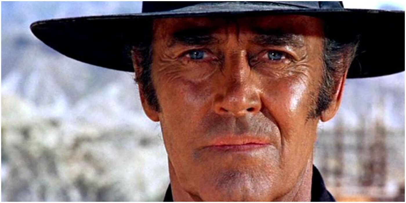 A closeup of Frank in the movie Once Upon A Time In The West