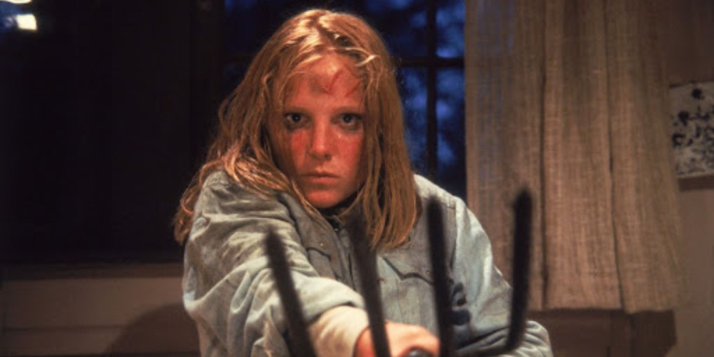 Ginny attacks with a pitchfork in Friday The 13th Part 2.