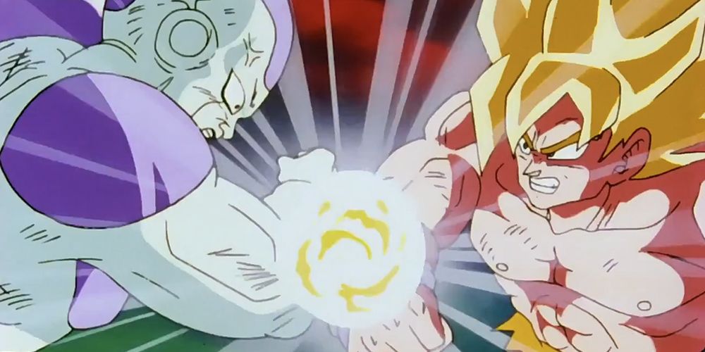 Goku lutando contra Freeza em Dragon Ball Z