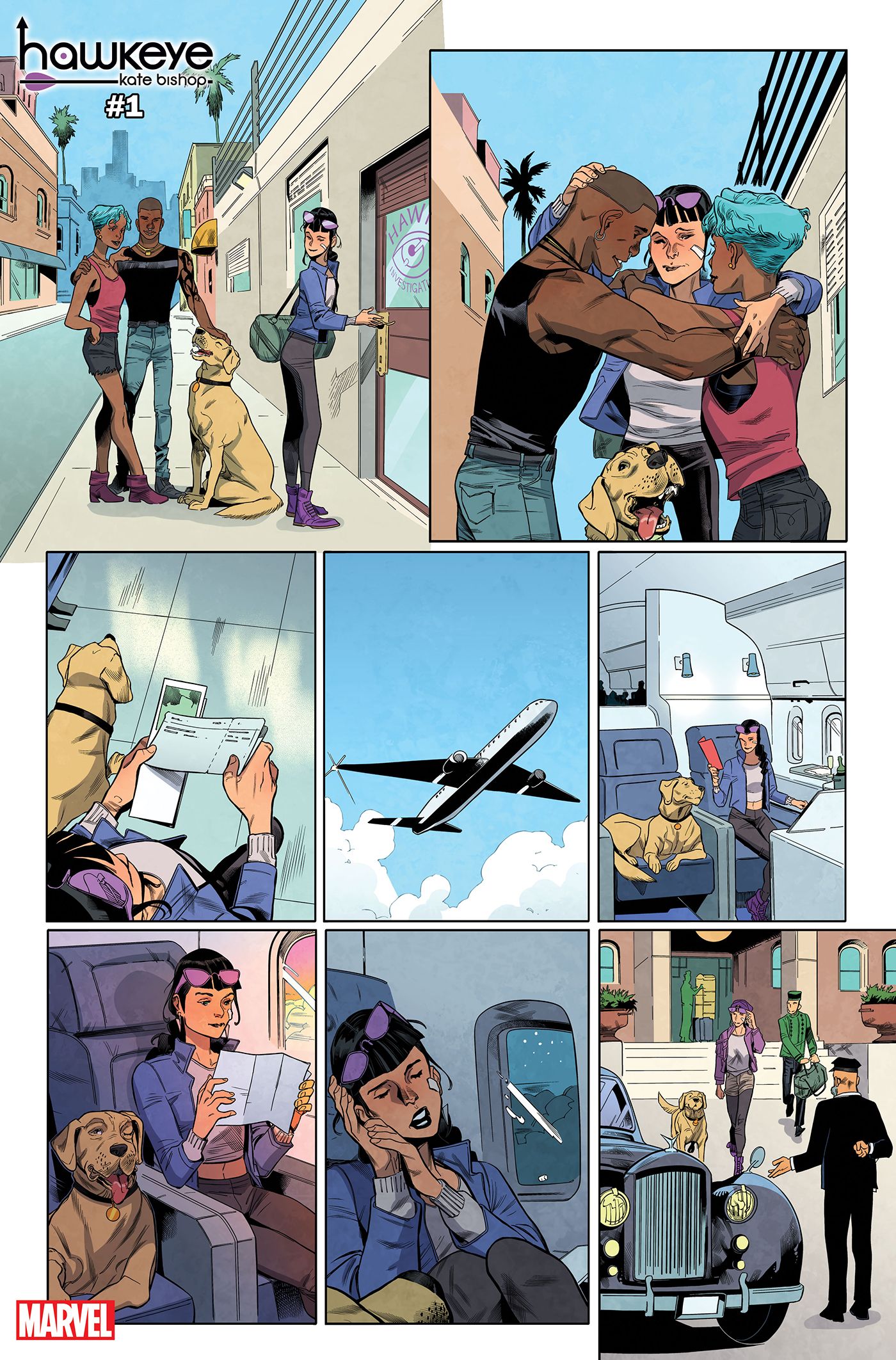 Kate Bishop takes a plane with her dog, Lucky.