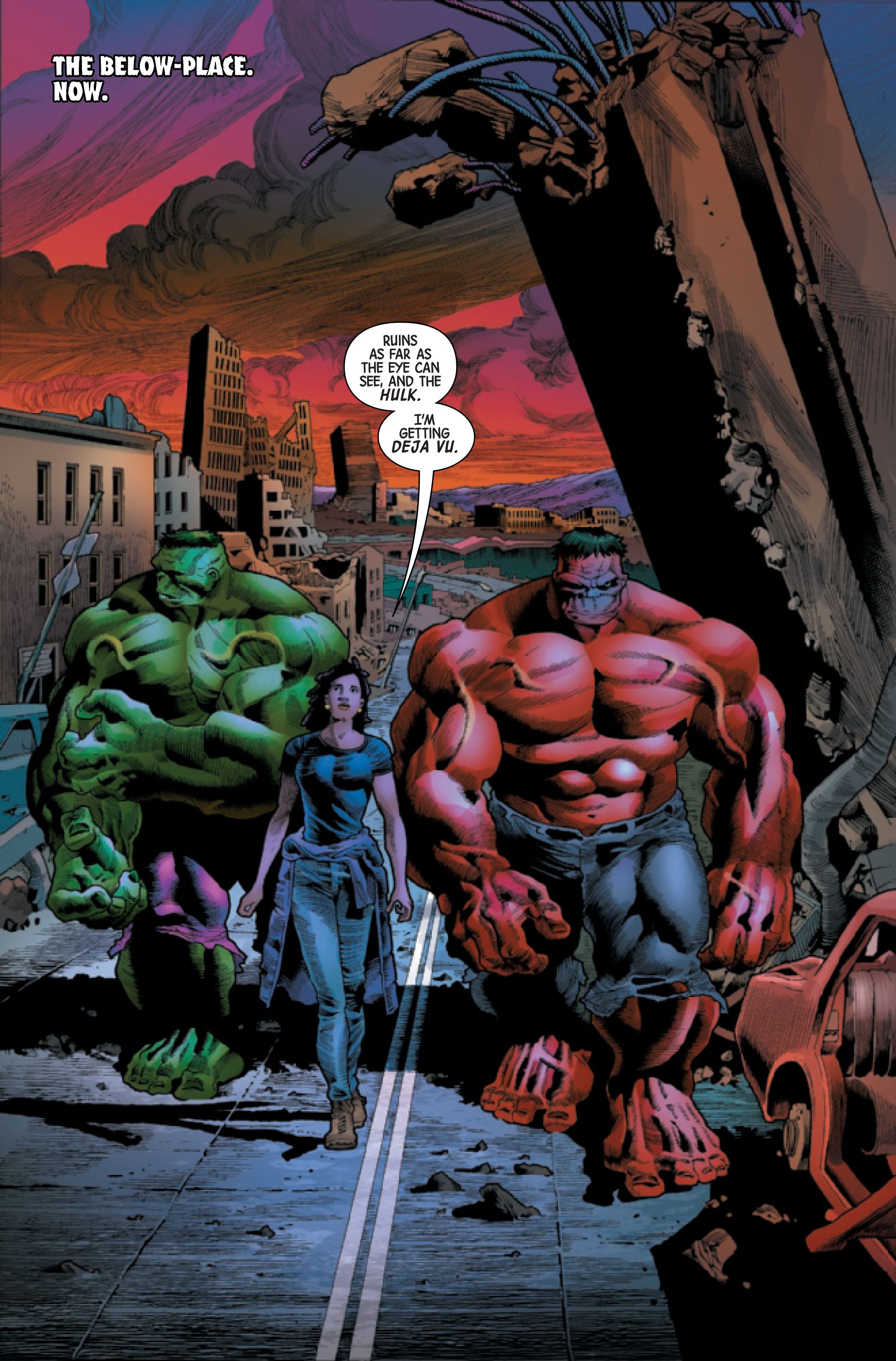 Page 1 of Hulk #50, by Al Ewing and Joe Bennett.