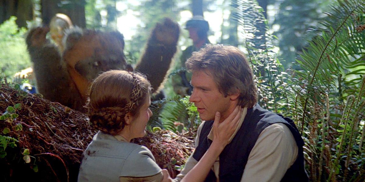 Han and Leia after the Battle of Endor in The Return of the Jedi