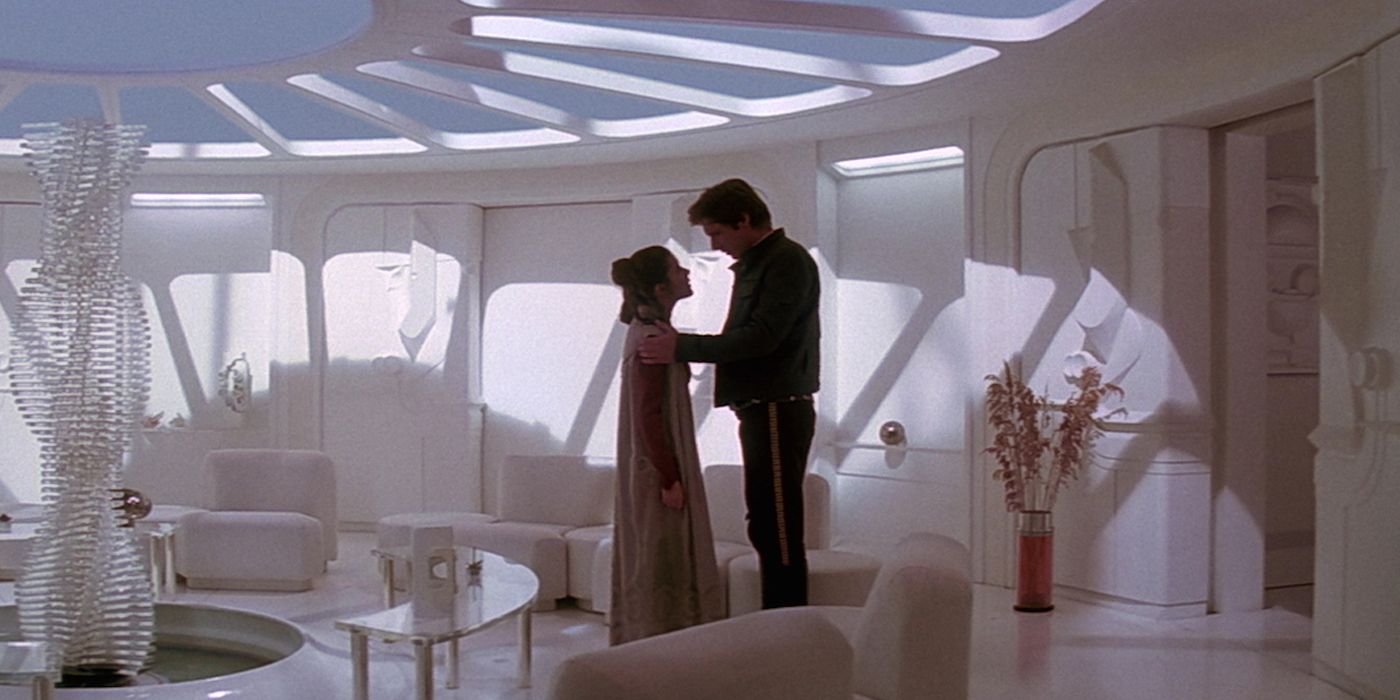 Han and Leia on the CLoud City of Bespin in The Empire Strikes Back