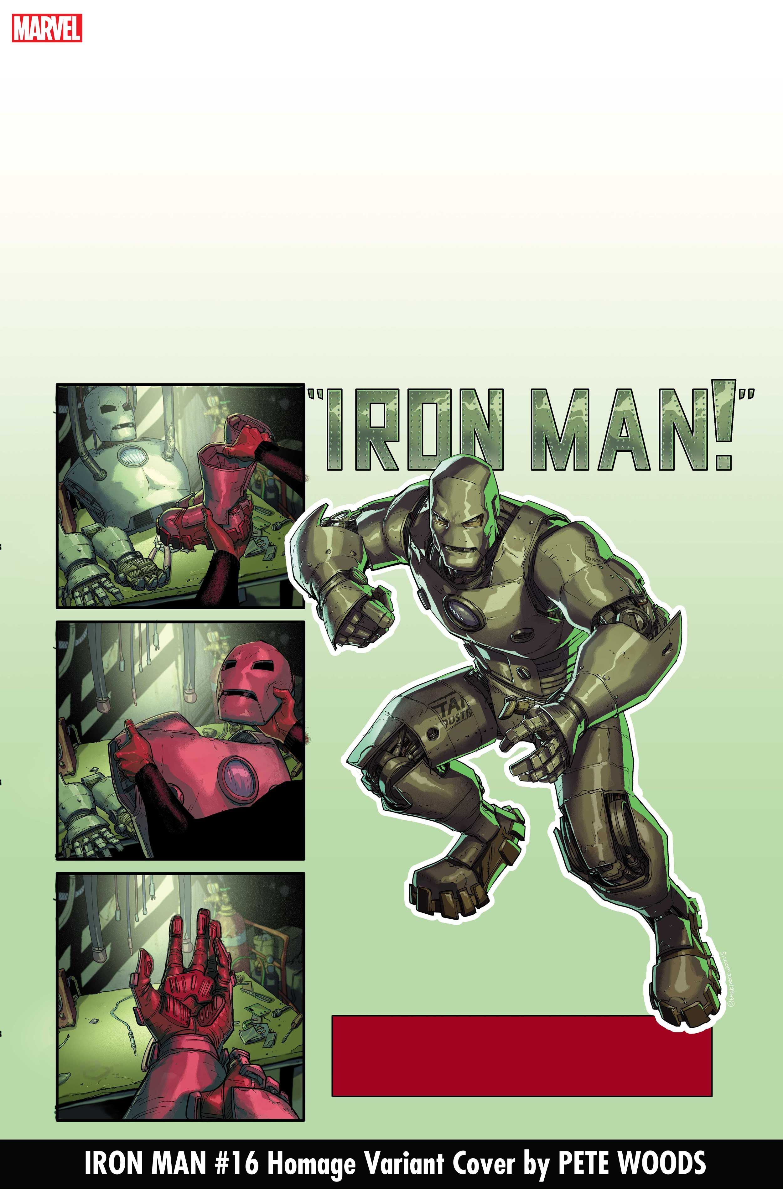 Pete Woods Homage Variant Cover for Iron Man #16