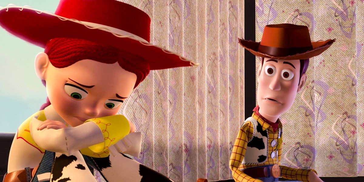 A sad Jessie opens up to Woody In Toy Story 2