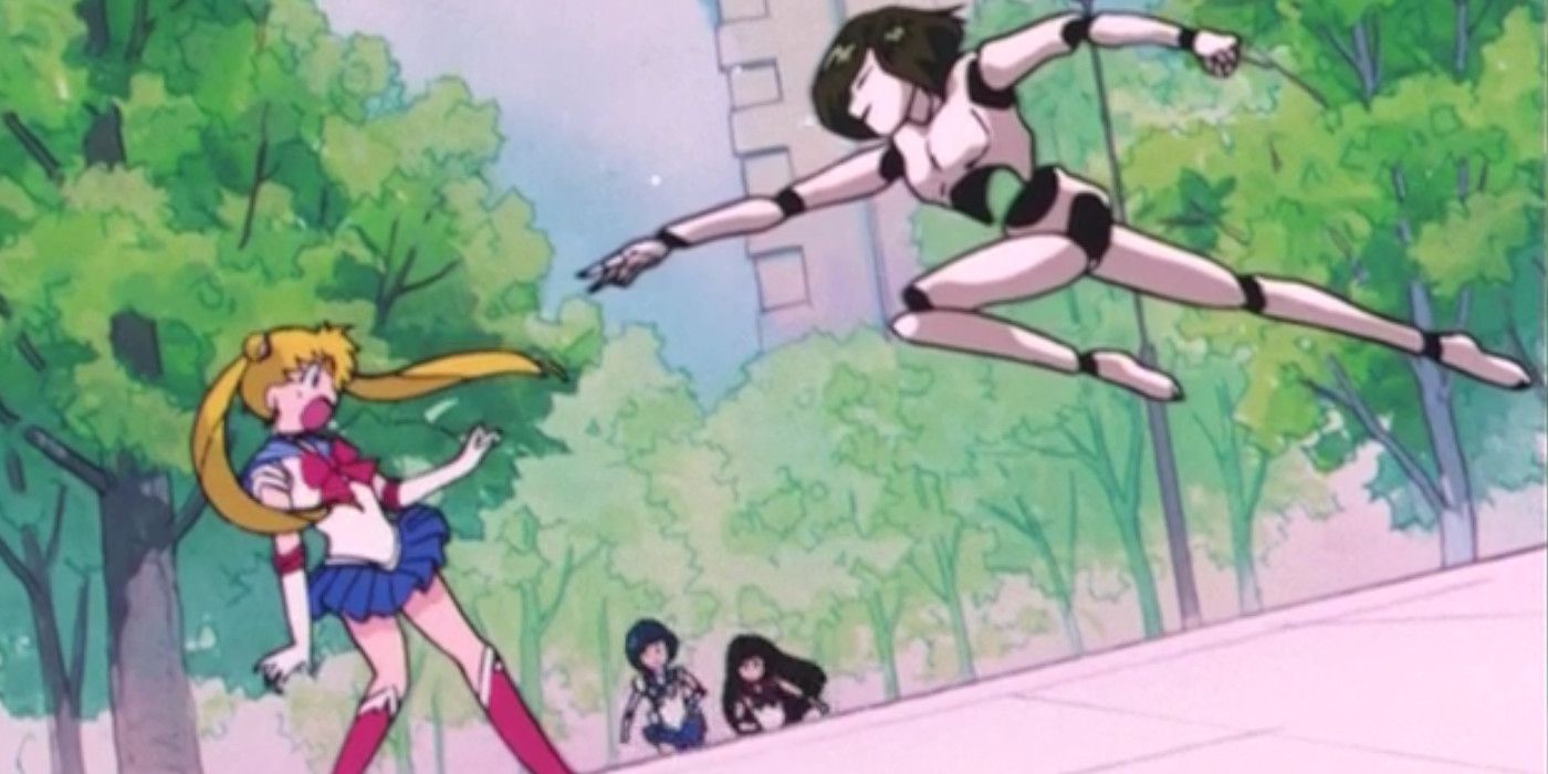 Jumeau attacks Usagi in Sailor Moon