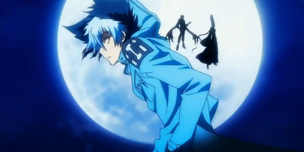 Kuro from Servamp in front of the moon
