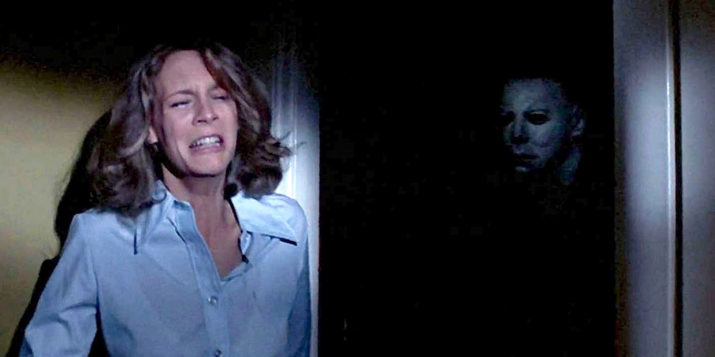 Laurie Strode hiding from Michael Myers in Halloween