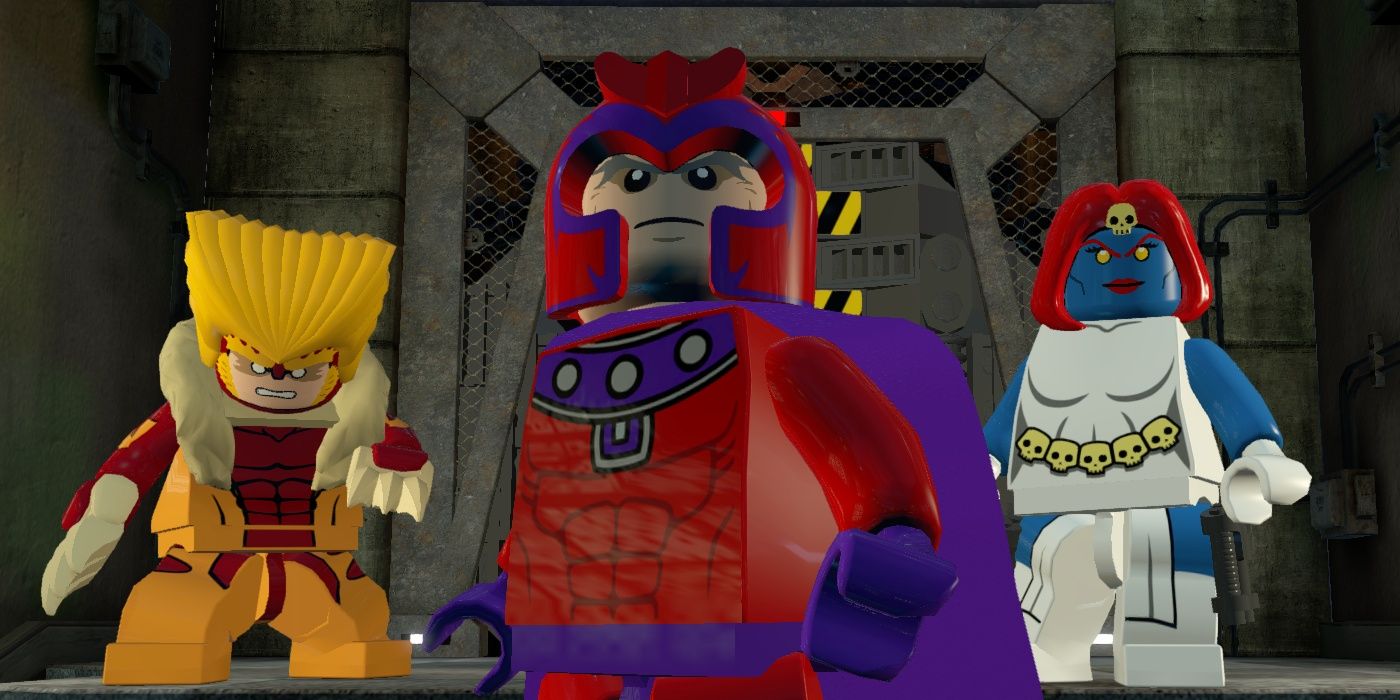 Lego Marvel Magneto with Sabretooth and mystique in the background