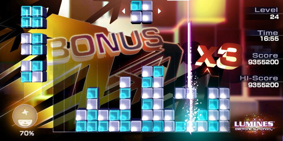 Tile-puzzle gameplay from Lumines Electric Symphony