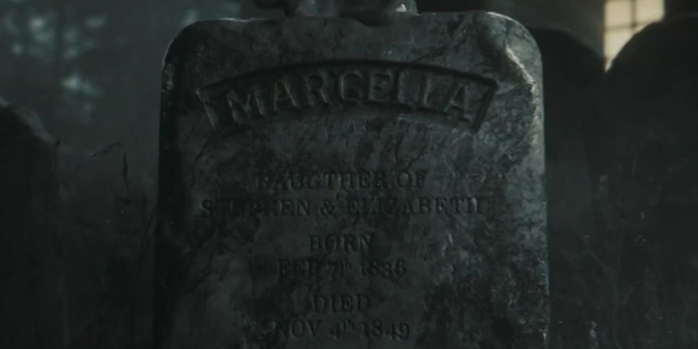 Marcella Boone's tombstone from the opening credits of Chapelwaite
