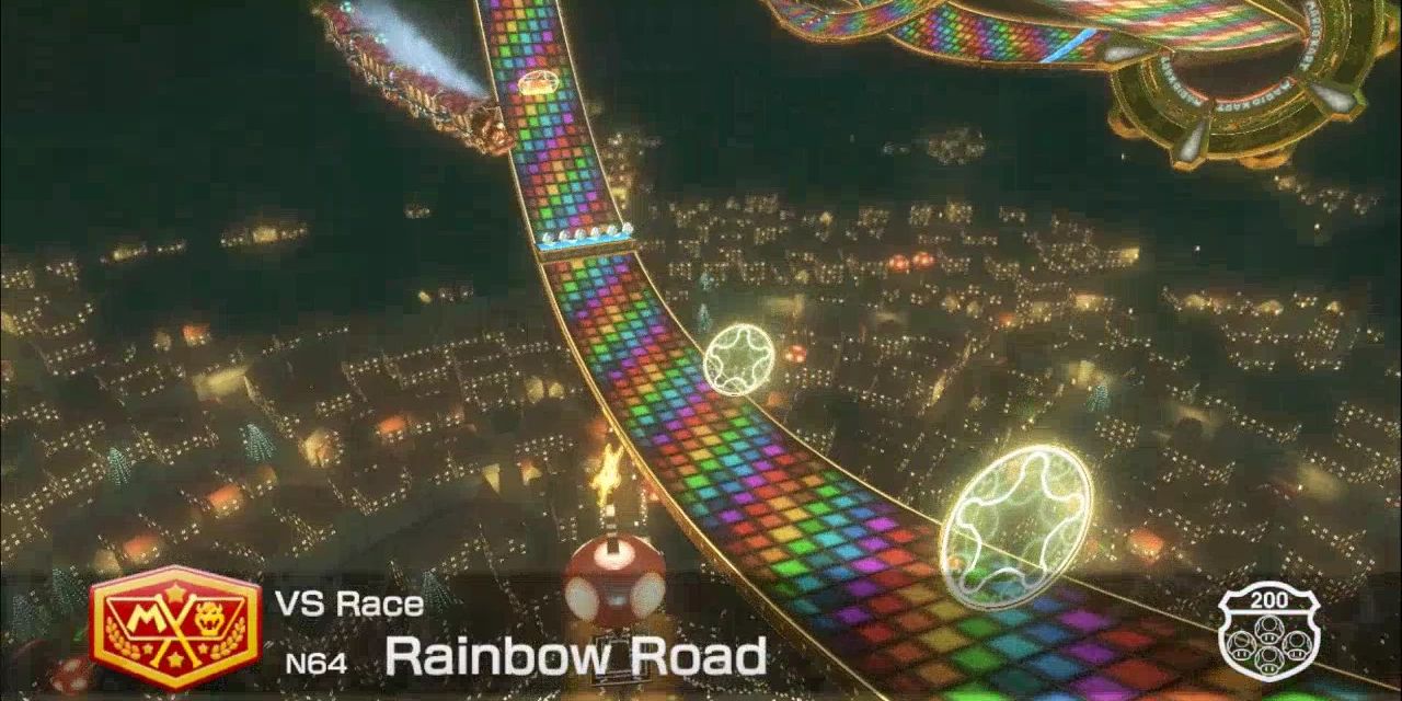 N64 Rainbow Road introduction in Mario Kart 8