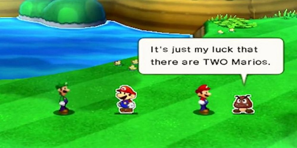 Mario &amp; Luigi Paper Jam Goomba Complaining That There Are Two Marios