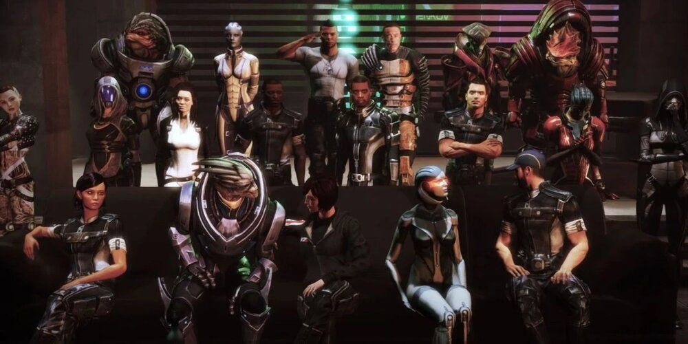 Todos os aliados de Shepard se reúnem para uma última celebração Mass Effect 3 Citadel DLC.