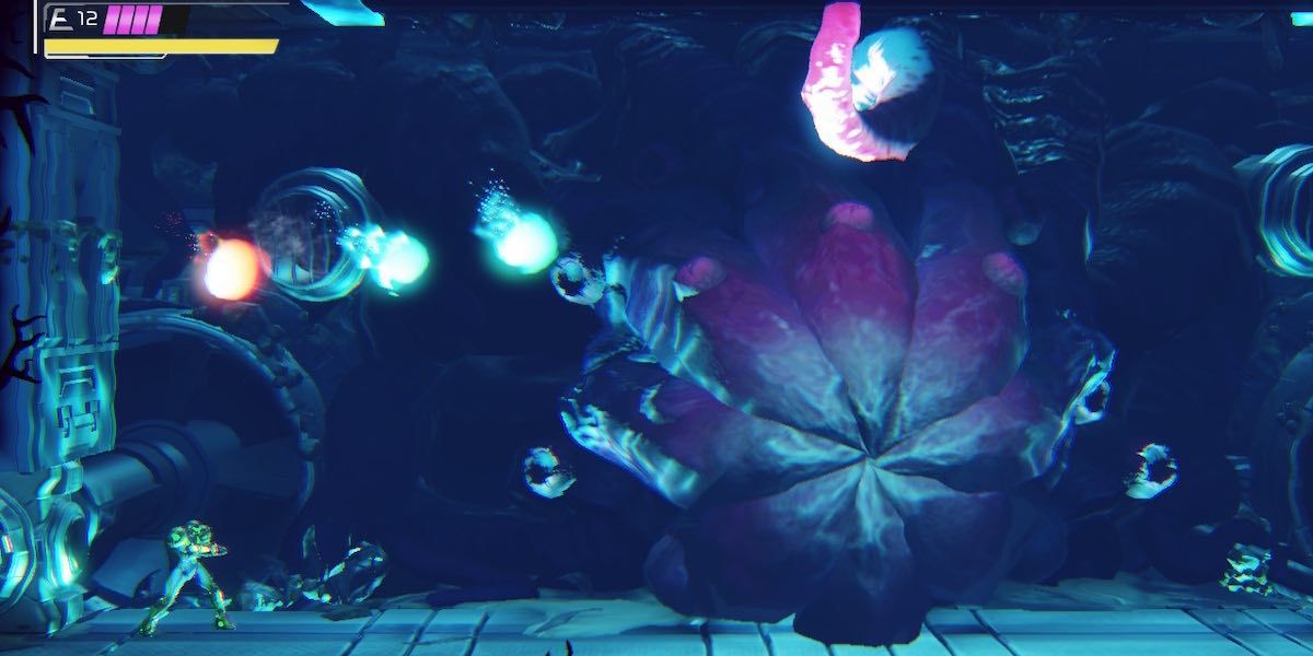 Drogyga underwater attack in Metroid Dread.