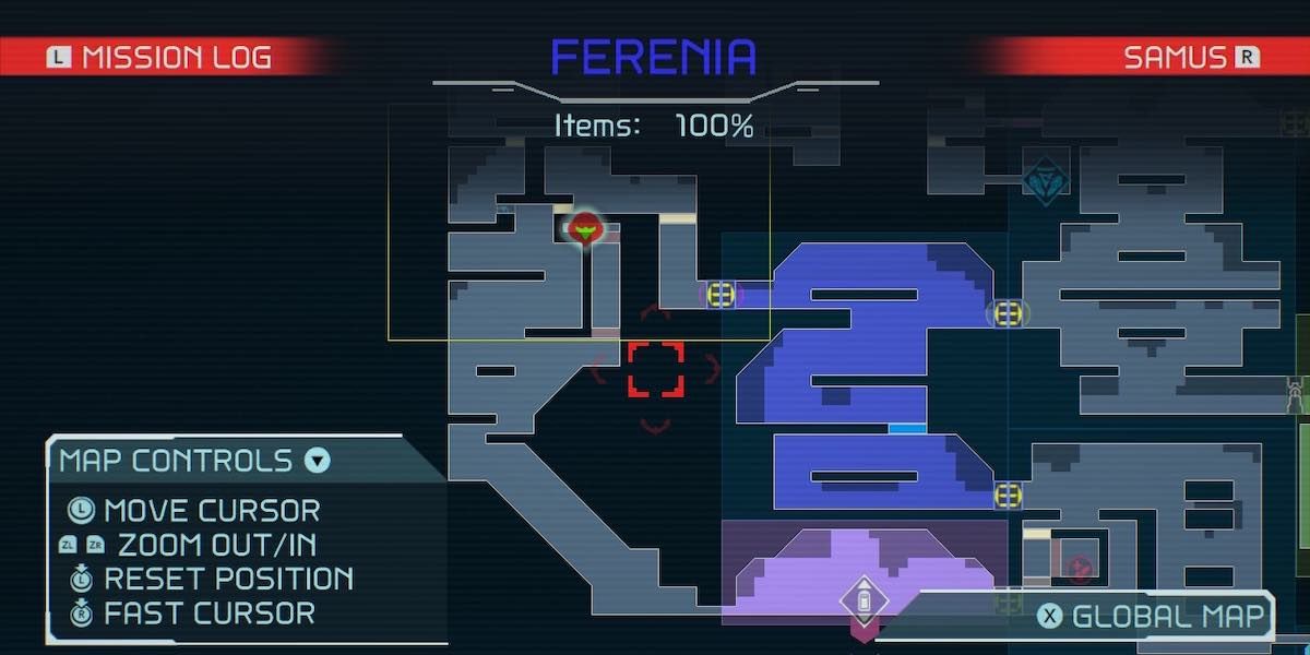 Metroid Dread Ferenia Energy Part 1 map location.