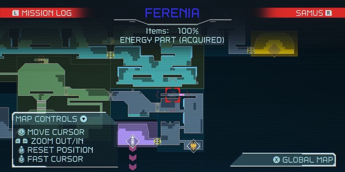 Metroid Dread Ferenia Energy Part 2 map location.